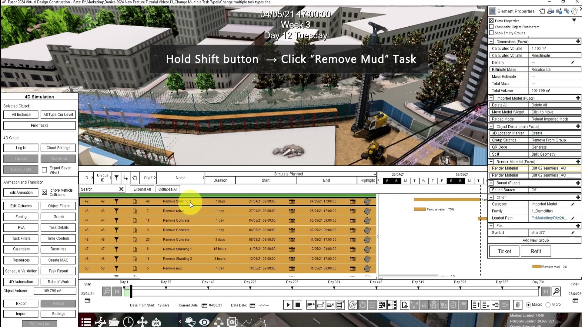 Fuzor 2024：如何批量修改任务类型 操作步骤 2