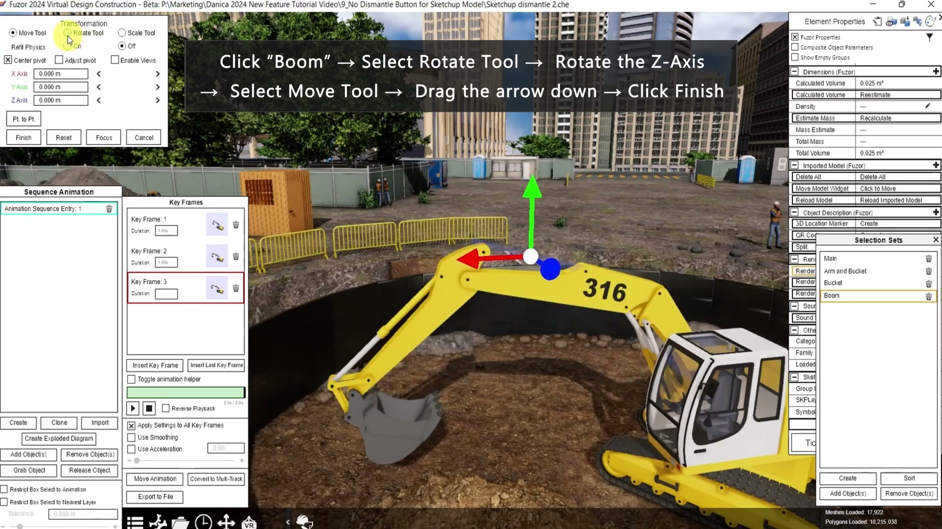 Fuzor 2024：如何导入并动画化 SketchUp 模型 教程封面与操作界面