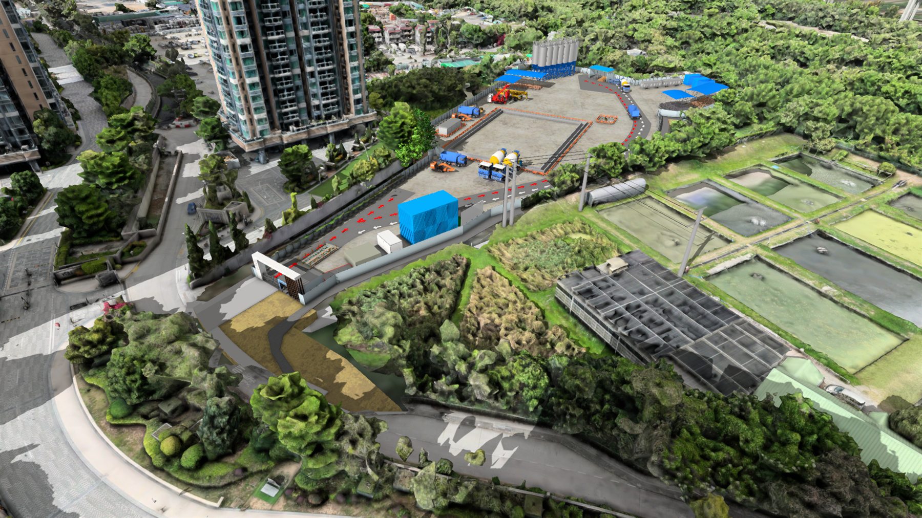 实景场地与施工组织模型截图
