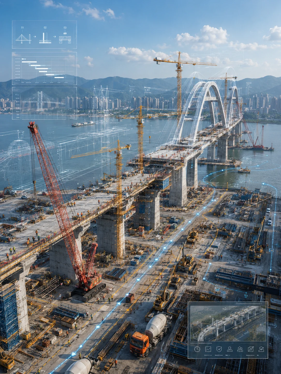 工程动画桥梁施工组织模拟场景